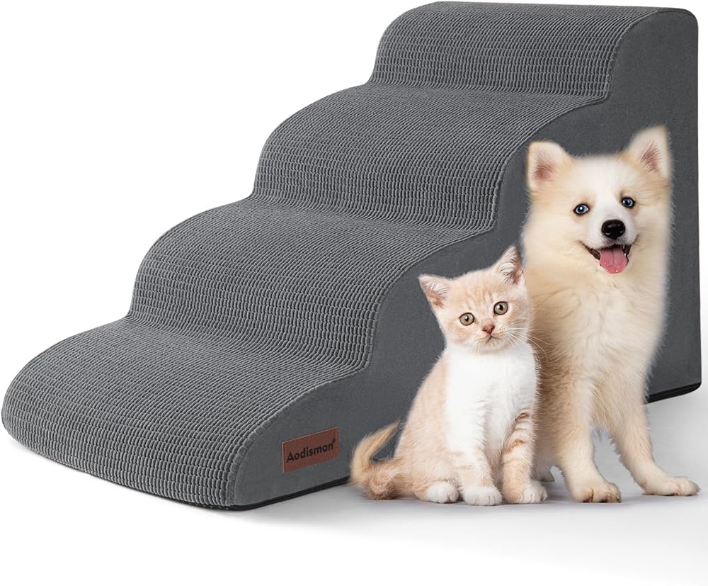 Four step foam pet stairs for bed and couch for small dogs