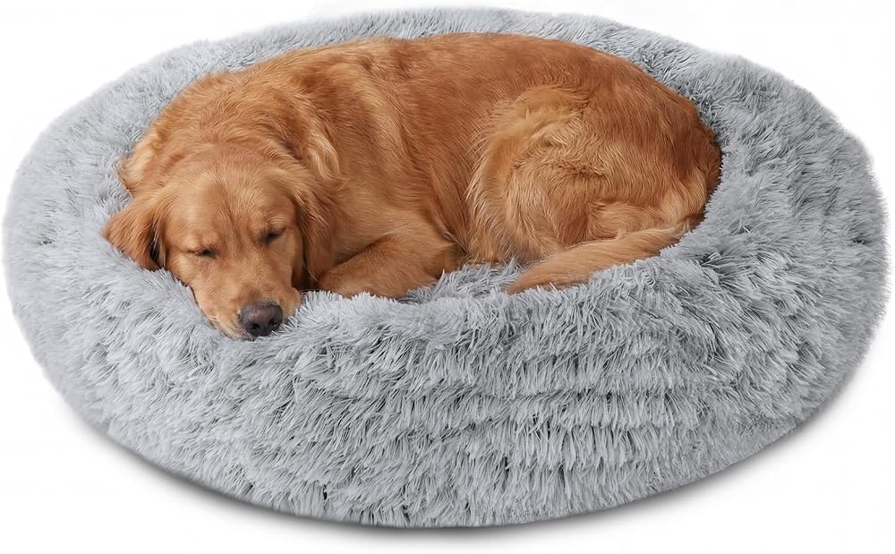 JOLLYVOGUE Calming Donut Dog Bed